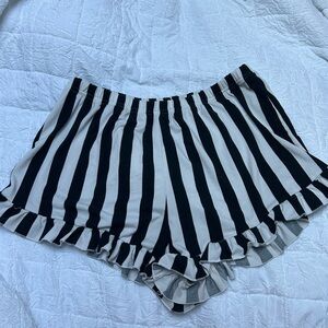 Black and White Striped Ruffle Shorts